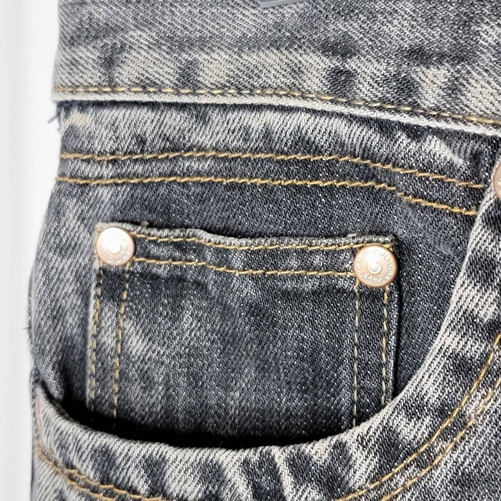 Denim Culture Men's Black Acid Wash Denim Distressed Design Front Jeans Size 38x - Picture 4 of 10